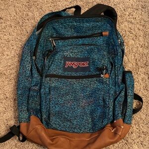JanSport Wave Pattern Blue and Brown Backpack